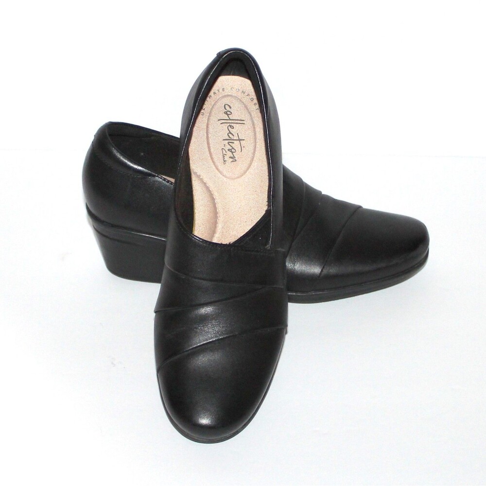 Clarks Women Rosalyn Adele size 7 N black leather comfort collection